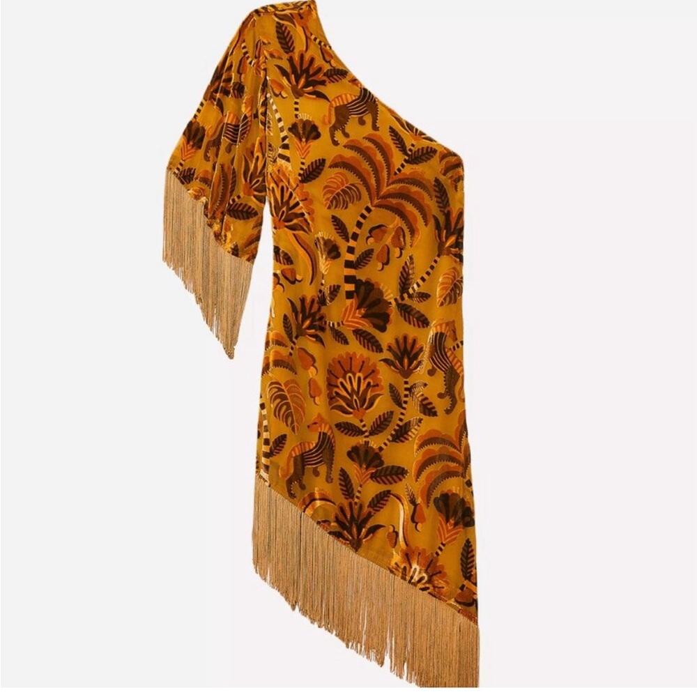Farm Rio velvet fringe dress